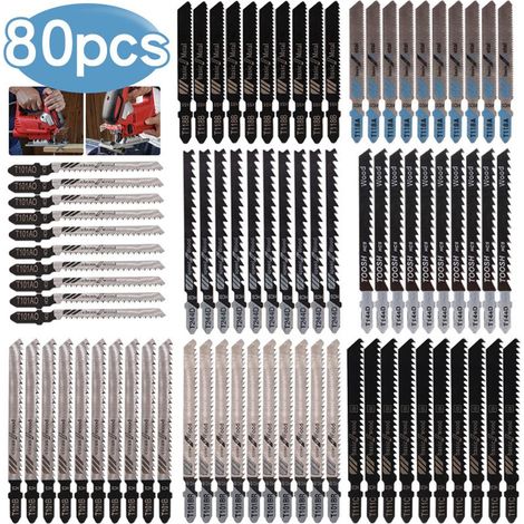 80pcs Lames de Scie Sauteuse à Tige en T , Fabriquées en HCS/HSS, avec étui de rangement pour la coupe du bois, du plastique et du métal (1/3)
