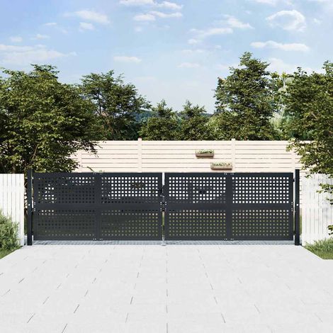 Portail de jardin anthracite 400 x 125 cm en acier