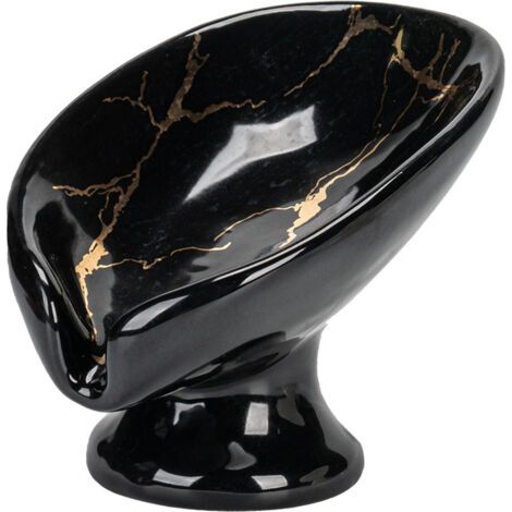 Porte Savon Auto Drainant pour Salle de Bain, Cuisine, Douche - Céramique, Noir (1/5)