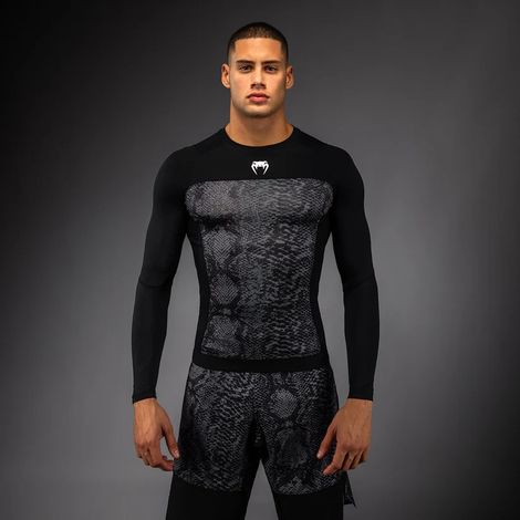 Venum Herren Langarm G-Fit Scales Rashguard Schwarz M