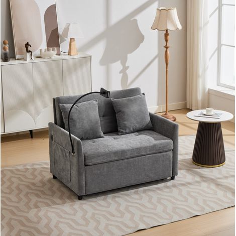 CHICFURN Divano letto 109x72x83,5 cm in tessuto nero, USB e supporto per tablet per piccoli spazi (1/5)