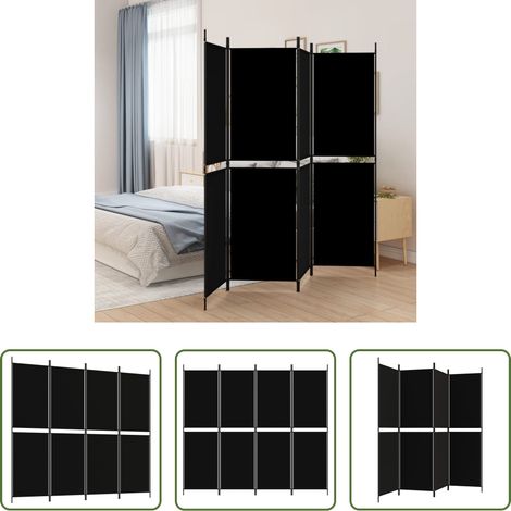Raumteiler -  4-tlg. Paravent Schwarz 200x180 cm Stoff (1/5)