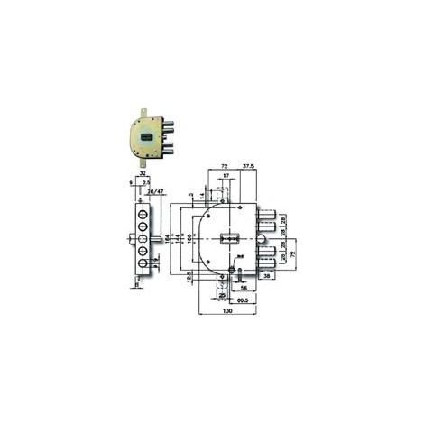 SERRATURA TRIPLICE APPLICARE CON SCROCCO DOPPIA MAPPA BLINDATE 2155  mm.60 SX (215513)    CR