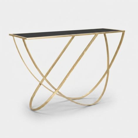 Console Anneau métal doré verre design sinueux luxe (1/5)