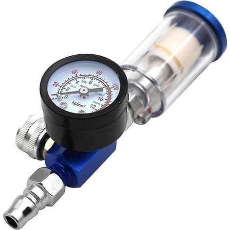 Ecleanfy - Régulateur d'air pour pistolet à peinture, manomètre et filtre anti-eau intégré, outil de réglage du régulateur et mini filtre à air pour pistolet à peinture (1/2)