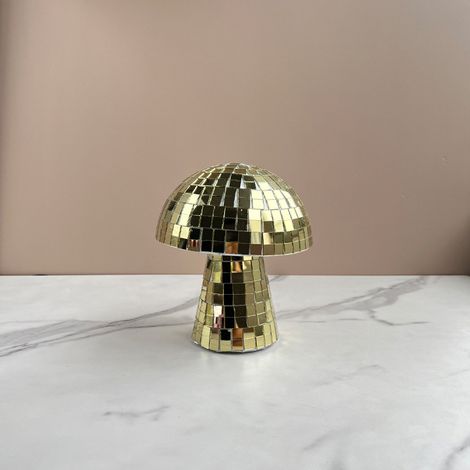 Boule à facettes champignon pour soirées, déco de table miroir rétro, ornement champignon maison bar