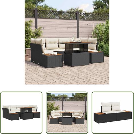 Garten Essgruppe - Garten Essgruppe mit Kissen 9 pcs Schwarz und Beige (1/5)