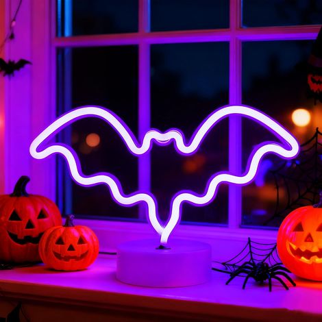 Veilleuse d'Halloween, lumière LED, néon, décoration lumineuse d'Halloween Violet Base (1/5)