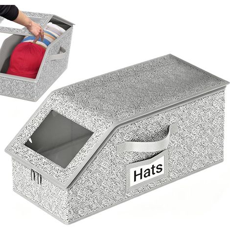 Boîte de rangement empilable pour chapeaux avec couvercle transparent, idéale pour la maison, la chambre, le dortoir, le placard (1/5)