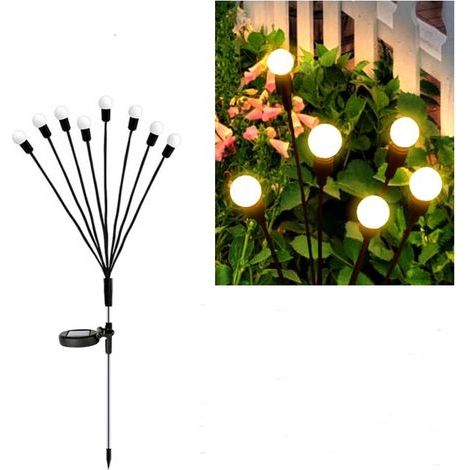 Set of 2 solar garden lights with 8 LEDs, IP65 waterproof, ideal for balconies, gardens, patios and driveways (warm white) (1/5)