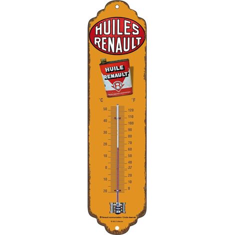 Thermomètre en métal Pub 28 x 6.5 cm Huiles Renault