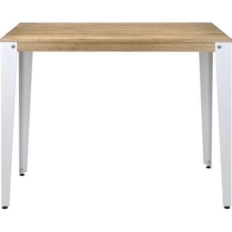 Mesa Lunds Alta 90x160x110cm Blanca en madera maciza de pino acabado vintage estilo Industrial Box Furniture