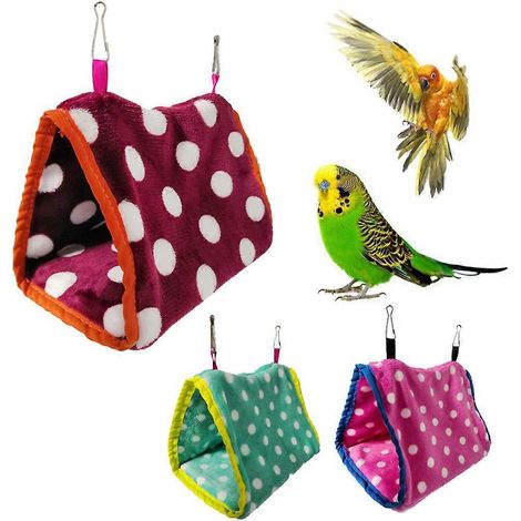 Hamac suspendu pour oiseaux, nid douillet et chaud pour l'hiver, tente/abri douillet pour perroquet et hamster, idéal pour dormir, jouer et se reposer - Hiver - Bordeaux (1/4)