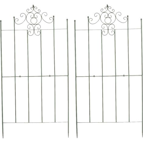 Set 2 supporti a traliccio per piante rampicanti in metallo verde invecchiato 100003846