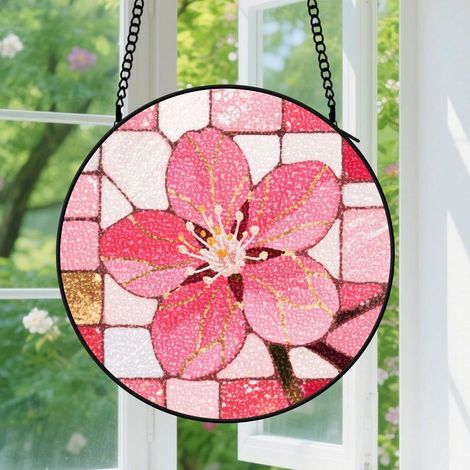Suspension en vitrail, attrape-soleil coloré minimaliste élégant, décoration jardin intérieur, cadeau Noël pour femme, homme, famille 12,5 cm (1/5)
