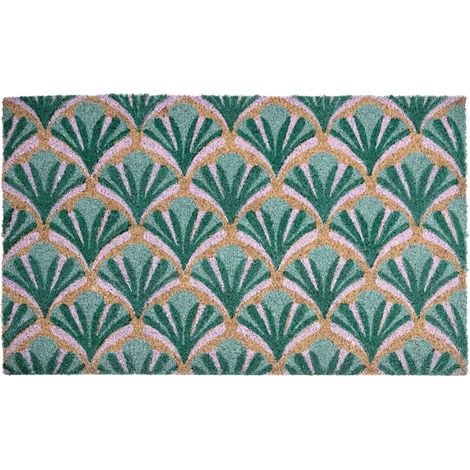 Zerbino di benvenuto in fibra di cocco antiscivolo 45 x 75 cm con supporto in PVC verde Tatalik