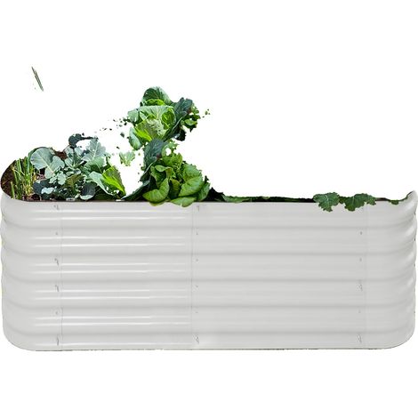Huerto elevado, acero galvanizado en caliente, 94,49 x 23,62 x 17 pulgadas, diseño de fondo abierto, resistente a la corrosión, duradero. (1/5)