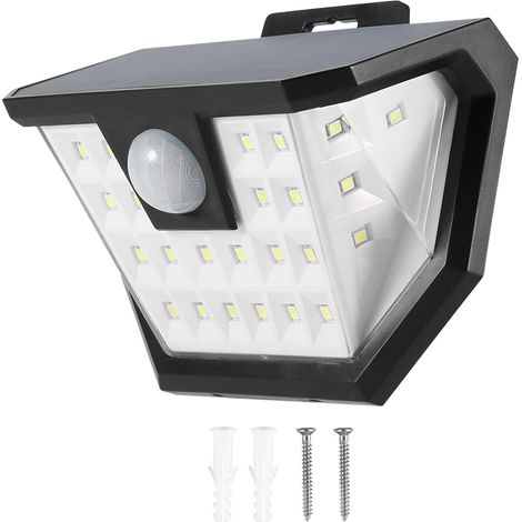 Applique murale sans fil à 28 LED, alimentée à l'énergie solaire, étanche, pour patio ou garage, avec grand angle de vision infrarouge. (1/5)