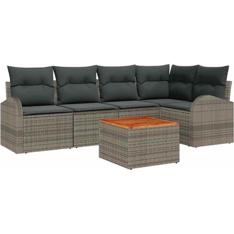 Garden Sofa Set 6 pcs Grey Poly Rattan vidaXL (1/5)