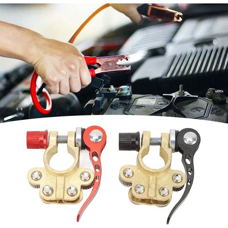 Connecteur de borne de batterie automobile noir et rouge à 4 bornes adapté aux batteries automobiles cylindriques rondes, type SAE/JISA, automobiles, marines, remorques et autres véhicules (CP-4201-05 (1/5)