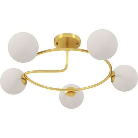Plafonnier 20W lampe de plafond avec 5 douilles G9, look élégant or-blanc, ampoules non incluses (1/5)