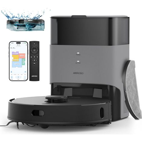 Airrobo – Aspirateur robot laveur 5 500 Pa – 3,5L sac à poussière – 3200mAh – Nettoyage jusqu'à 200 m² – Technologie LiDAR