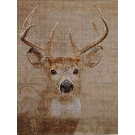 Interiors by Premier Stag Damash Wall Plaque, Christmas Wall Art, Abstract Artwork for Home, Office, Stag Head Wall Painting
