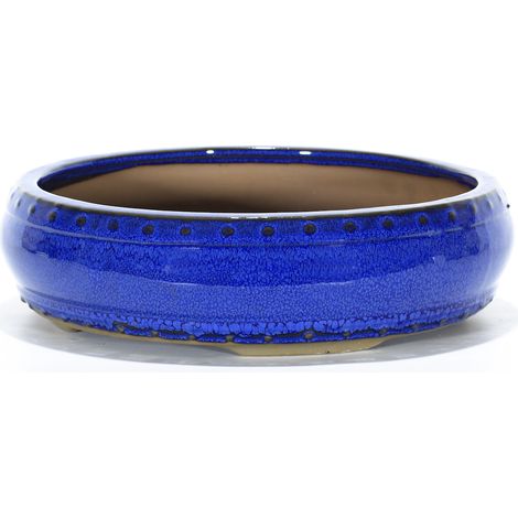 Vaso bonsai smaltato tondo cm. 32 Blu (1/2)