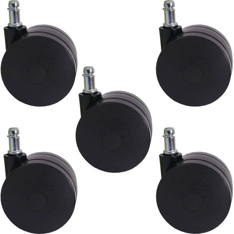 Set 5x ruote per sedie poltrone girevoli ricambio T533 70mm poliuretano