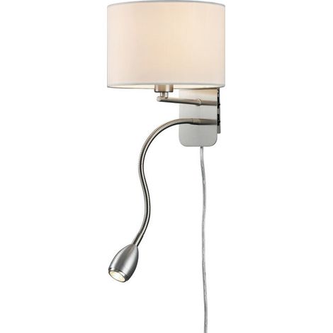 Applique Led e Lampadina Parete Interno Flessibile Acciaio Bianco Hotel GD Trio