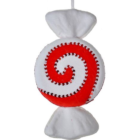 Suspension de Noël en Forme de Bonbon Décoration Rouge et Blanc Synthétique 33 x 18 x 4 cm - PANGIVO (1/2)