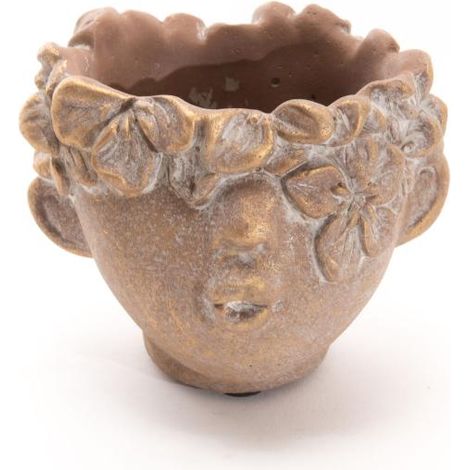 Amadeus - Cache pot Bisous en pierre doré H12 cm (1/2)