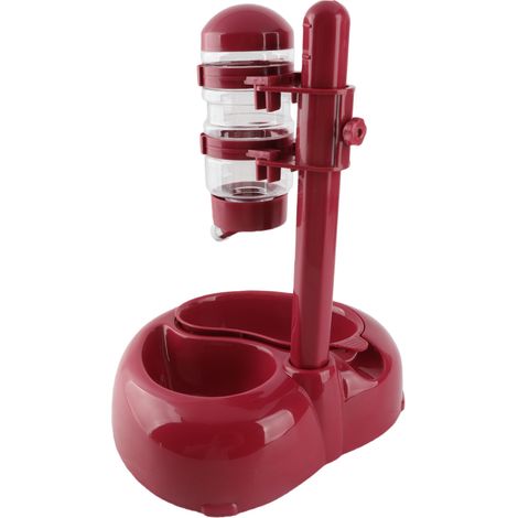Distributeur d'eau sur pied pour animaux de compagnie, gamelle en forme de cœur à hauteur réglable, rouge vin (1/5)