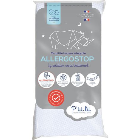 P'tit lit - Protège Matelas Bébé Allergostop® 60x120 cm  Housse complète Imperméable  Protection Naturelle contre les Acariens et Punaises de Lits - Sans traitement chimique - Oeko Tex® (1/4)