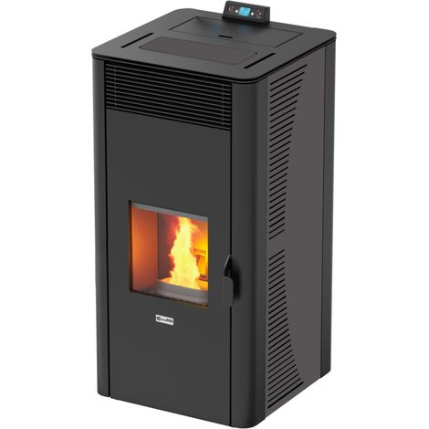 termostufa a pellet canadian stove "idro ceramic 32" grigio puntinato 30,4 kw