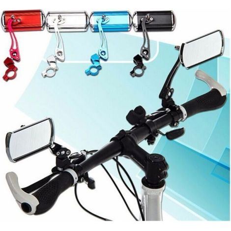 Rétroviseurs de guidon de vélo - - Argent - Aluminium - Sécurité - 125x45 mm - Conversion vélo/moto - Lot de 2 (1/4)