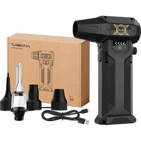 LIFCAUSAL Mini souffleur à jet 130 000 tr/min, ventilateur à jet portatif sans fil pour le séchage de voiture, le barbecue en plein air, le nettoyage, le séchage des cheveux (1/5)