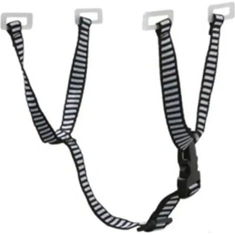 Jugulaire de casque de chantier en forme de Y, extensible de 28 cm, bicolore noir et blanc, universelle avec 4 points de fixation pour casque de sécurité.