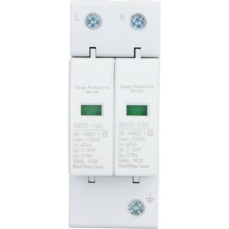 royaluxe -Dispositif de protection contre les surtensions 100KA, parafoudre de protection contre les surtensions pour boîte de distribution 2P 275V (1/5)