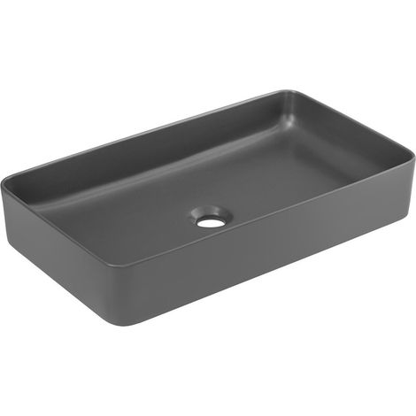 Rechteckiges Aufsatzwaschbecken 61x34 cm in matter grauer Keramik