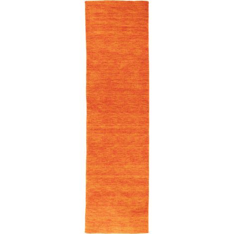 Tapis Gabbeh indien Tapis Uni - Tapis en laine - 200x80cm, Rectangular - 100% Laine vierge - Tissé main - Orange (1/4)