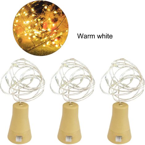 Guirlande lumineuse solaire à 10 LED pour bouteille de vin, étanche, en fil de cuivre, décorative. (1/5)