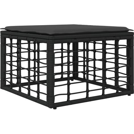 Garden Footstool Black Poly Rattan vidaXL