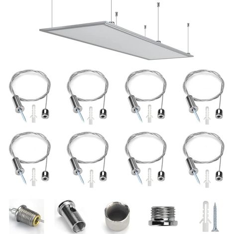 Set of 8 Stainless Steel Hanging Cable Kit 1 m Adjustable Hanging Wire Kit Rope Hanging Cable Picture Frame and Mirror for Hanging LED Panel (1/5)