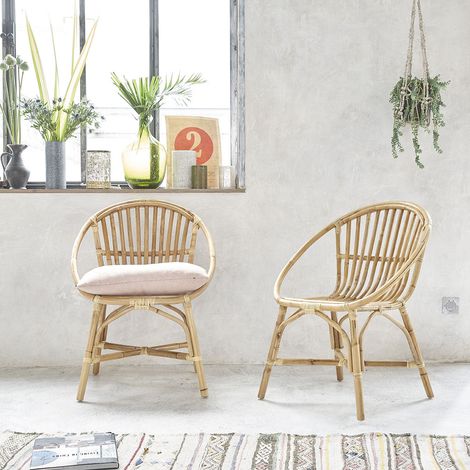 Lot de 2 fauteuils en rotin naturel (1/5)
