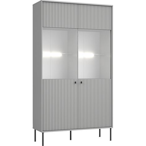 Vitrine in grau mit gerillter Front IPSWICH-166 (1/4)