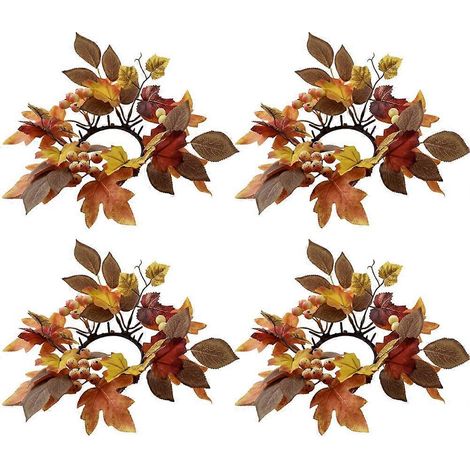 Kerzenkranz, Ahornblatt-Kerzenkranz mit Beeren für Thanksgiving, B--