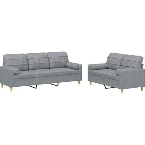 Maison Exclusive - Ensemble de canapés 2 pcs coussins gris clair tissu (1/5)