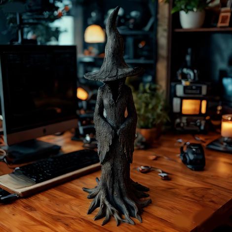 Estatua de sorcière Cracker Barrel – 30 cm (11,81 po) d'Halloween, figurita gótica en resina  Decoración de magia retro  Adorno Fantasía Oscura  Objeto de colección del Festival de la Plume (1/5)