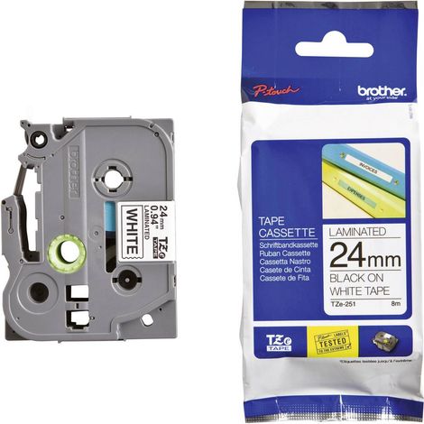 Brother TZe, TZ TZe-251 Couleur de ruban: blanc Couleur de police:noir 24 mm 8 m